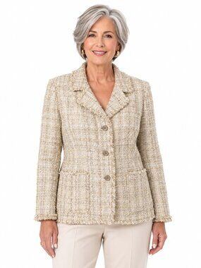 Doncaster Tweed Blazer in Cream and Tan